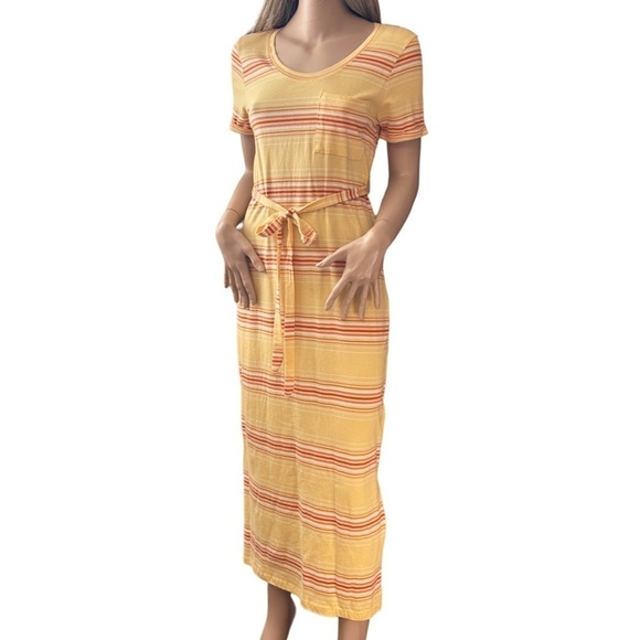 C&C California Rayon Blend Maxi Dress Shift Tee Shirt Yellow Stripe XS-S NWOT - Picture 4 of 15